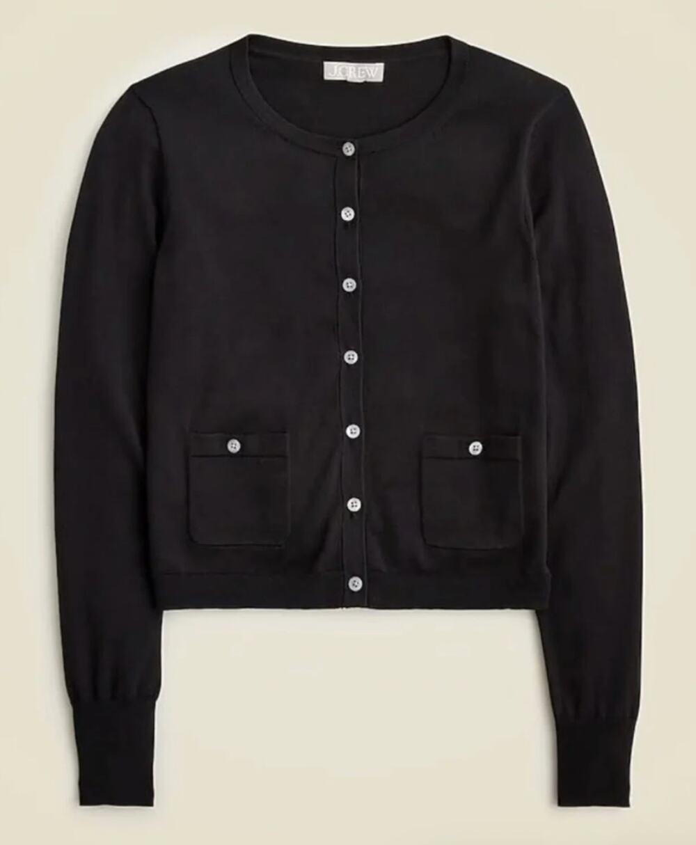 J.CREW Black Premium Ultra Fine Cotton Cardigan Sweater XXS